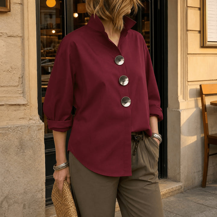 Brennie | White Oversized Button-Down Blouse in product view 15