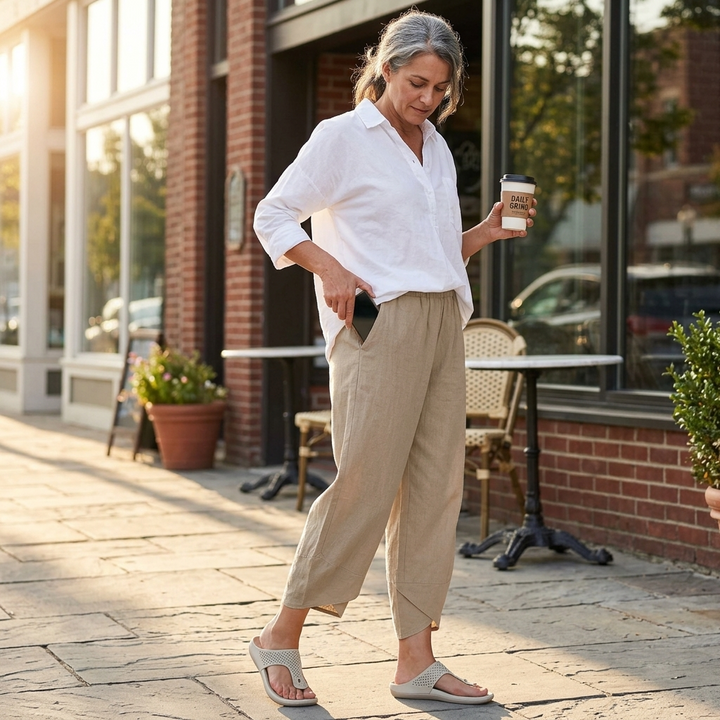 Brindis | Wide Leg Cropped Linen Pants in product view 4