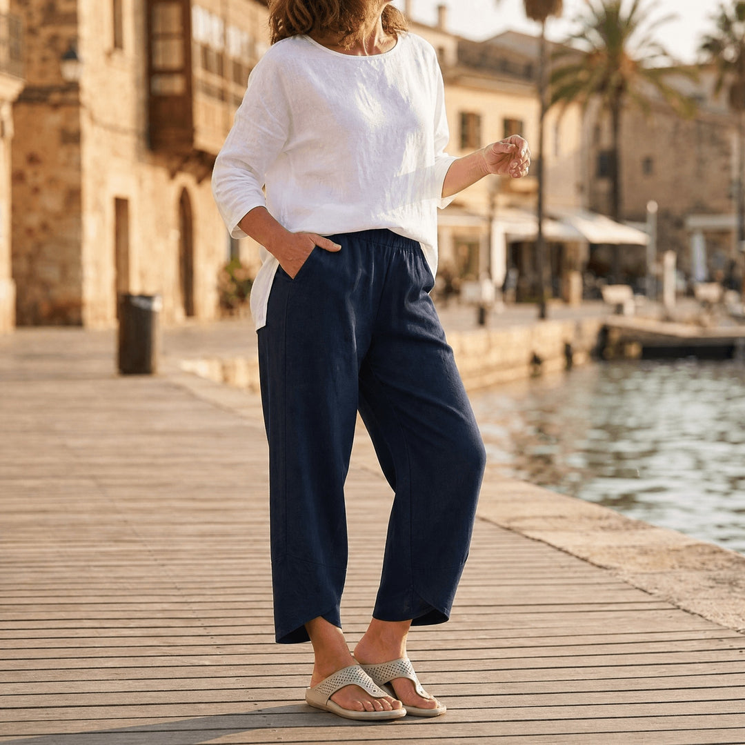 Brindis | Wide Leg Cropped Linen Pants in product view 11