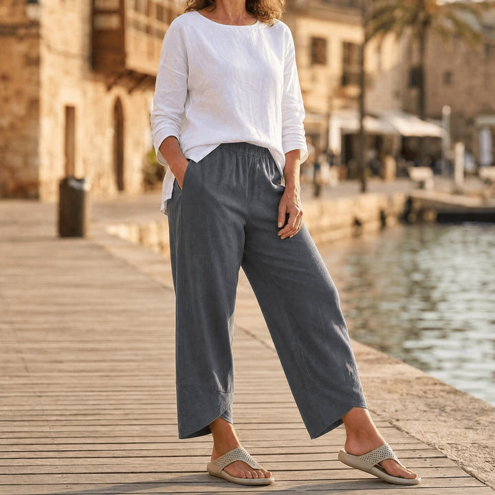 Brindis | Wide Leg Cropped Linen Pants in product view 12