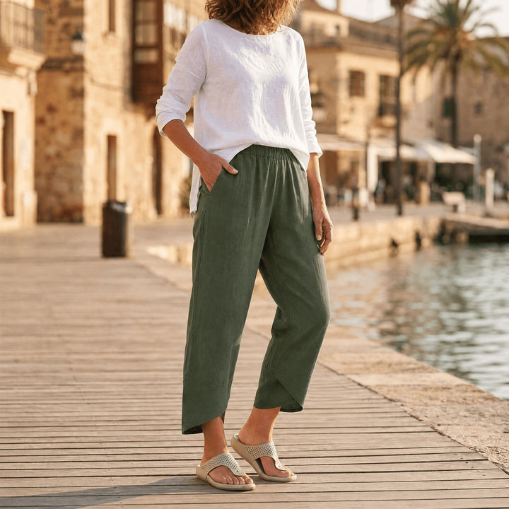 Brindis | Wide Leg Cropped Linen Pants in product view 13