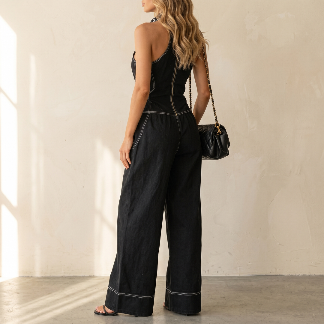 Lorelei | Wide Leg Halter Jumpsuit in product view 2