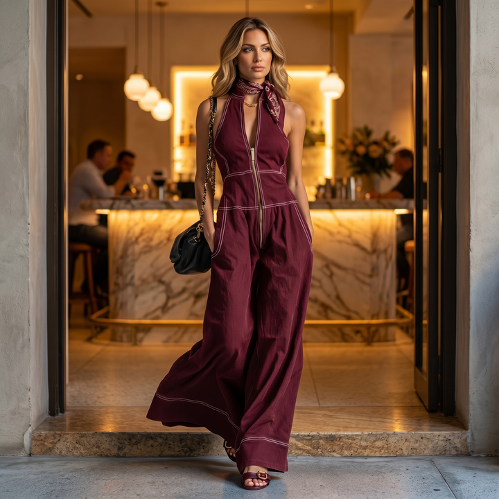 Lorelei | Wide Leg Halter Jumpsuit in product view 3