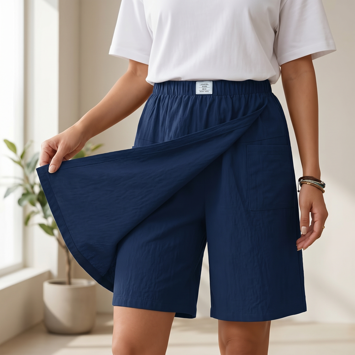 Valtine | Wrap-Front Skort Wide Leg Knee Shorts in product view 1
