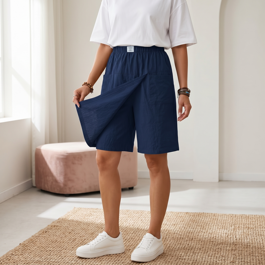Valtine | Wrap-Front Skort Wide Leg Knee Shorts in product view 2