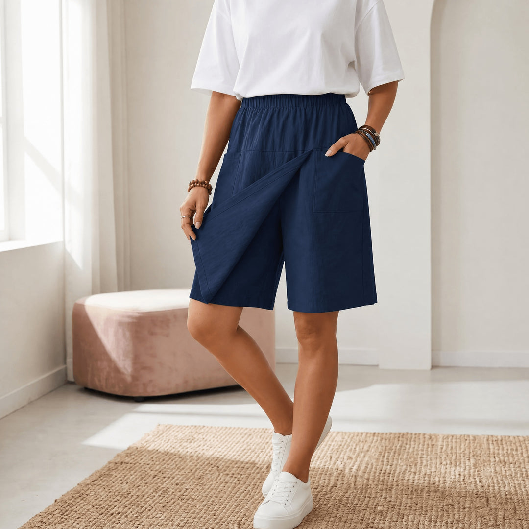 Valtine | Wrap-Front Skort Wide Leg Knee Shorts in product view 11