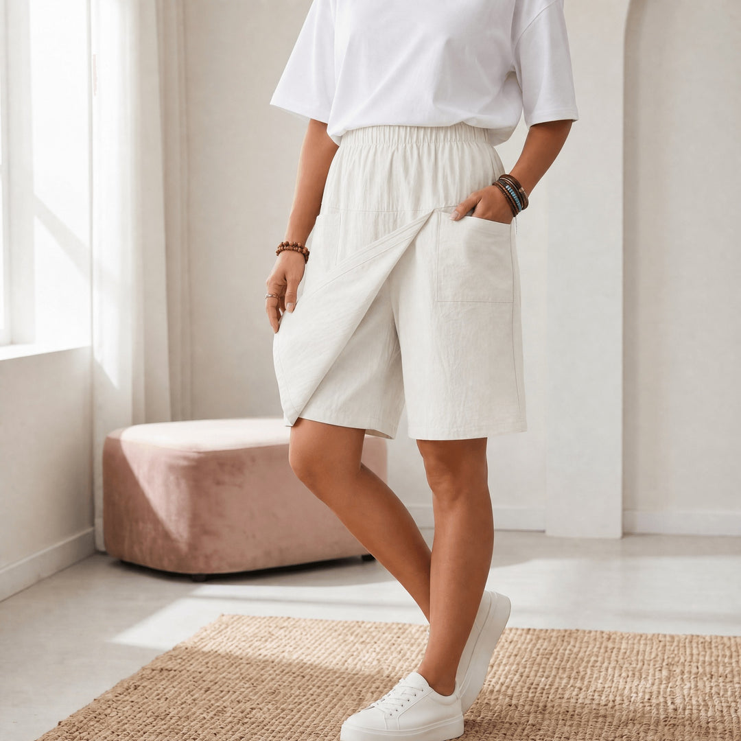 Valtine | Wrap-Front Skort Wide Leg Knee Shorts in product view 14