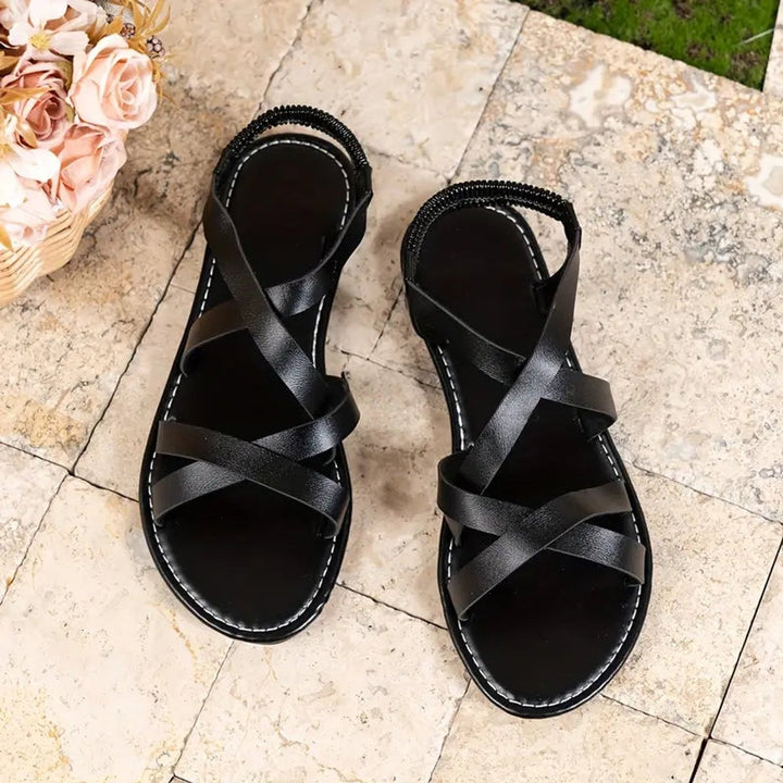 Ximena | Cross-Strap Open Toe Flat Sandals - product image 9