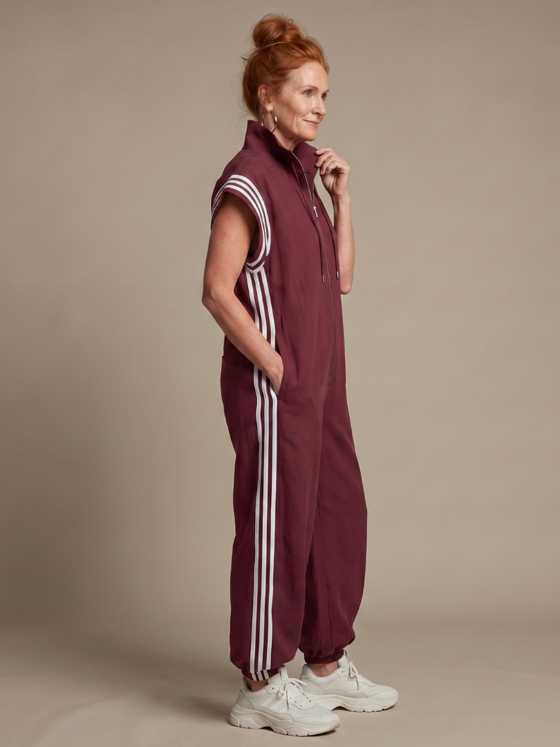 Vashti | Zip Front Stripe Panel Jumpsuit in product view 2