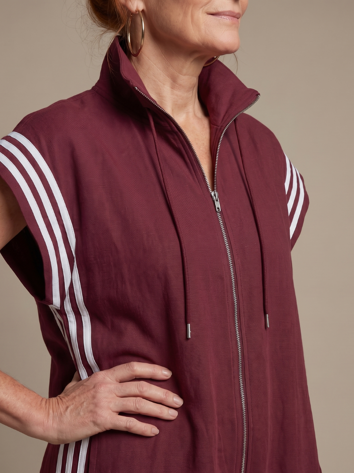 Vashti | Zip Front Stripe Panel Jumpsuit in product view 3