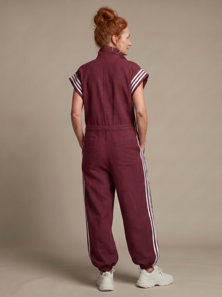 Vashti | Zip Front Stripe Panel Jumpsuit in product view 4