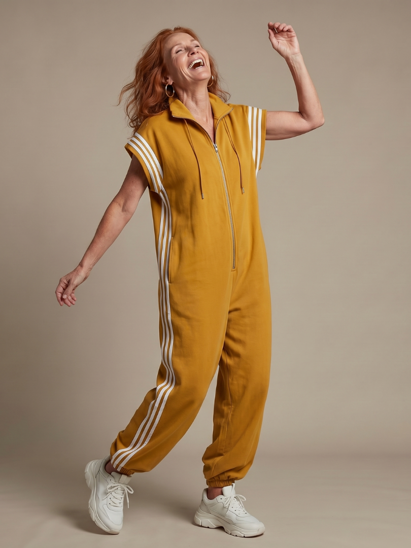 Vashti | Zip Front Stripe Panel Jumpsuit in product view 6