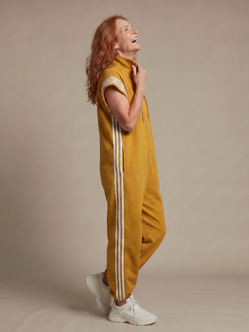 Vashti | Zip Front Stripe Panel Jumpsuit in product view 7