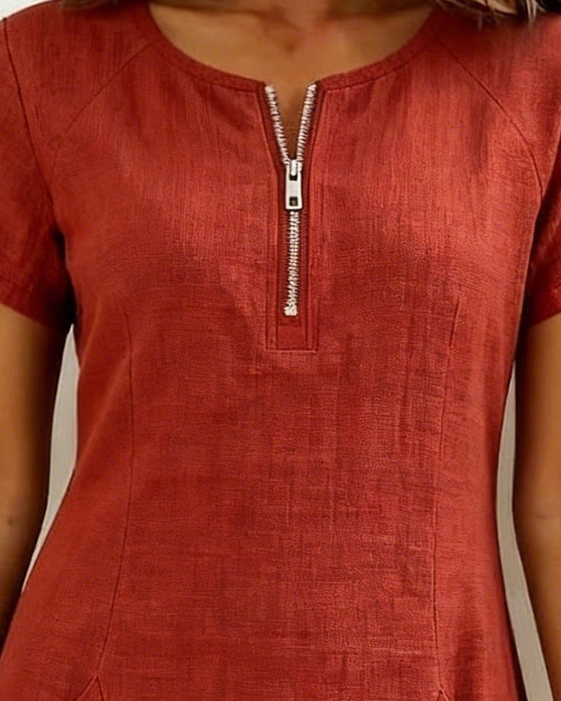 Maristella | Zip Neck A-Line Mini Dress - product image 4