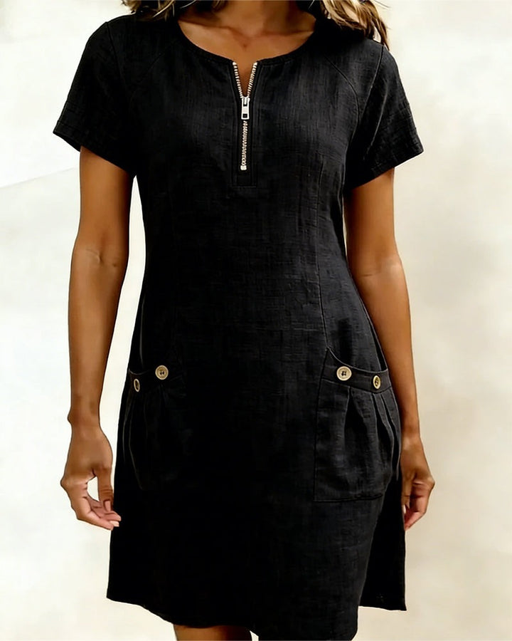 Maristella | Zip Neck A-Line Mini Dress - product image 8