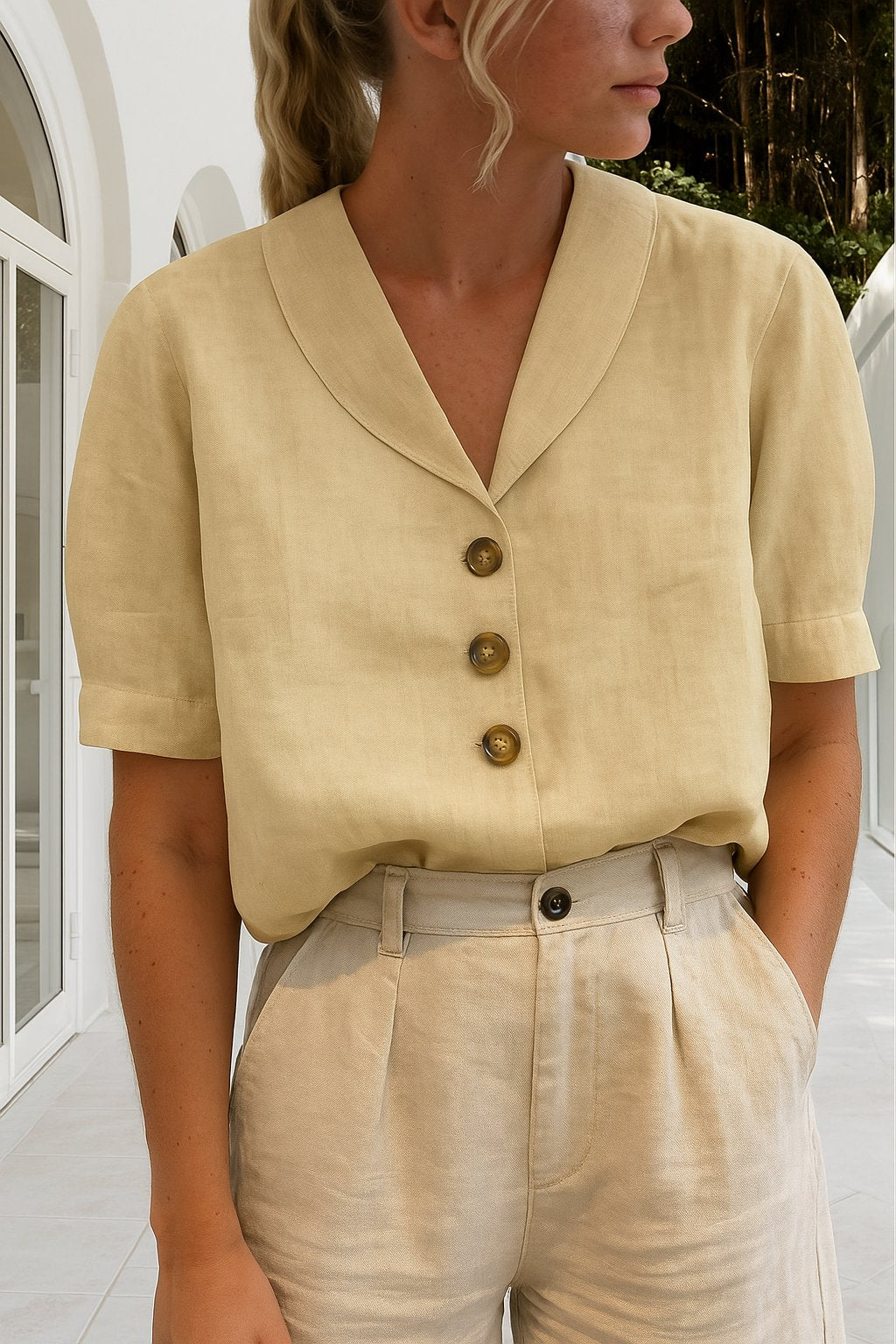 Seraphine | V-Neck Button Front Blouse