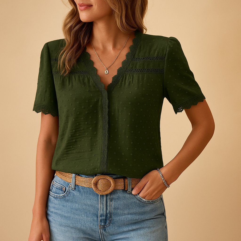 Matilda | Lace-Trim Textured Blouse